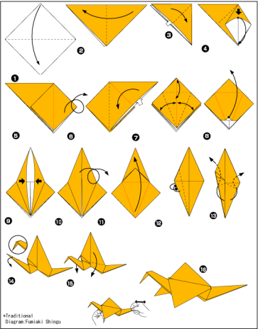 Схема оригами журавлик